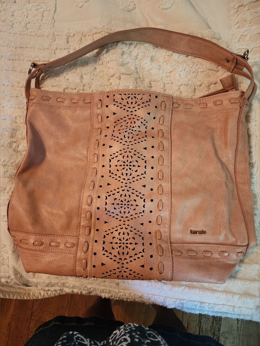 kensie Blush Pink Laser Cut Shoulder Bag